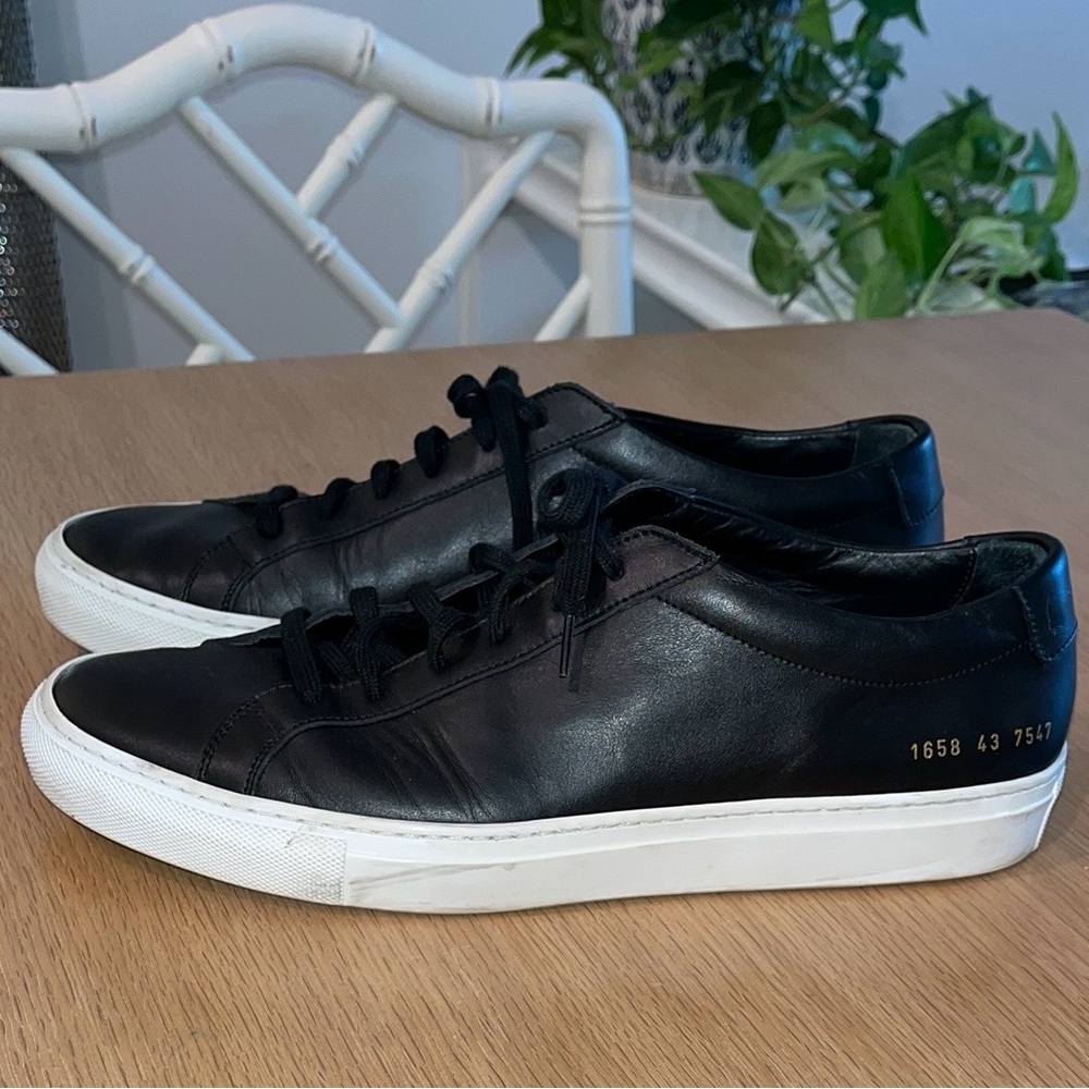Common Projects Black Leather Sneakers with White Sole Size 10 (43)